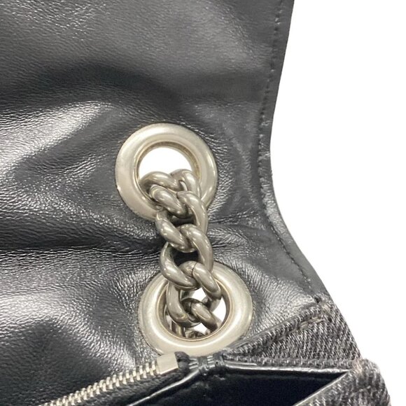 BALENCIAGA Crush Medium Black Denim Shoulder Bag - Picture 12 of 16